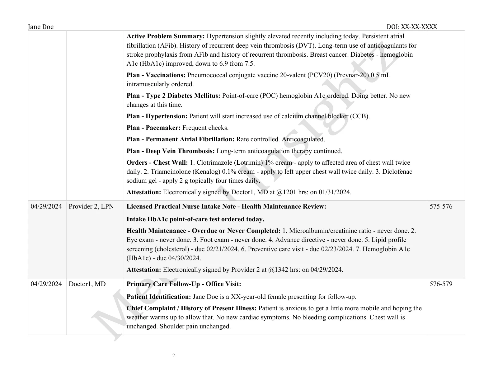 Medical Chronology Page 2