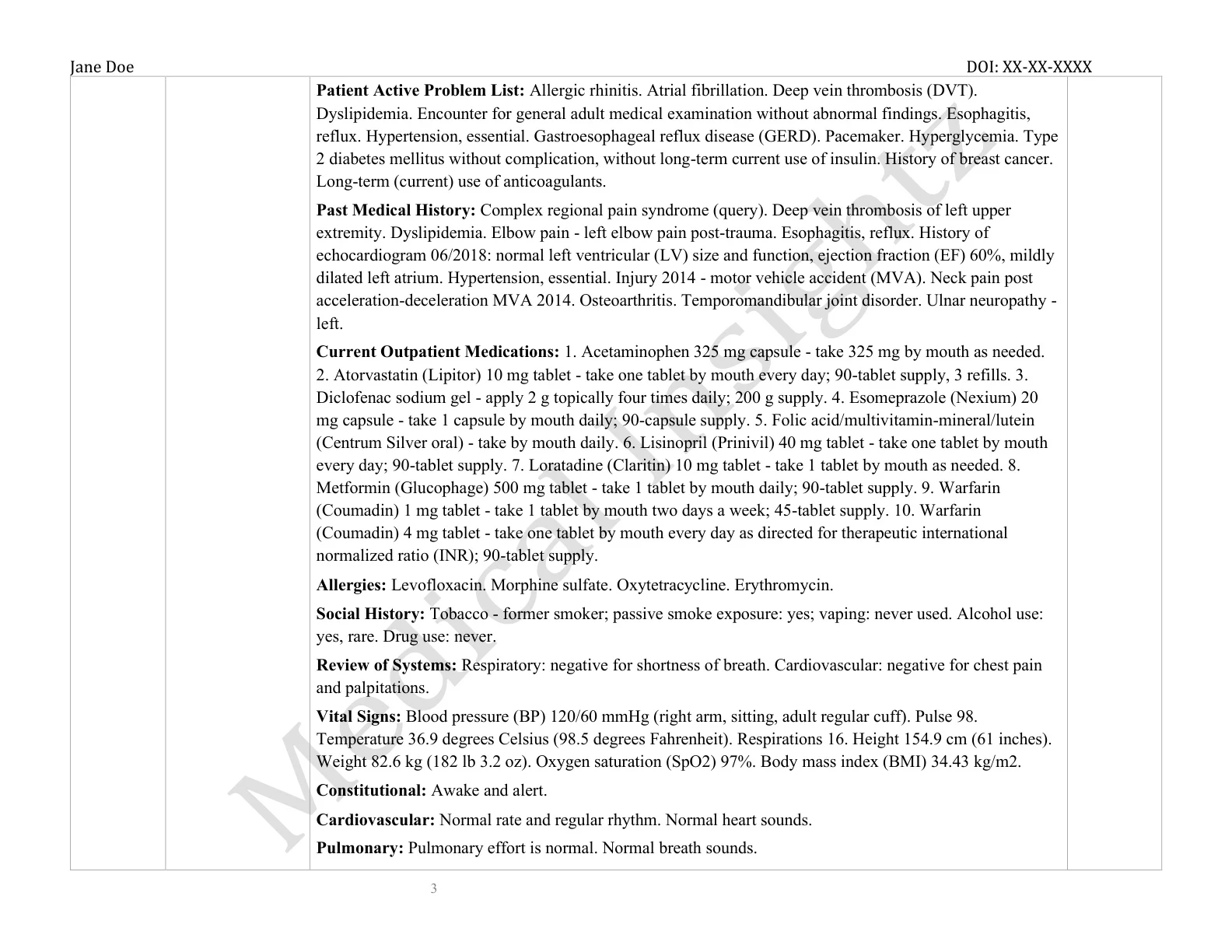 Medical Chronology Page 3